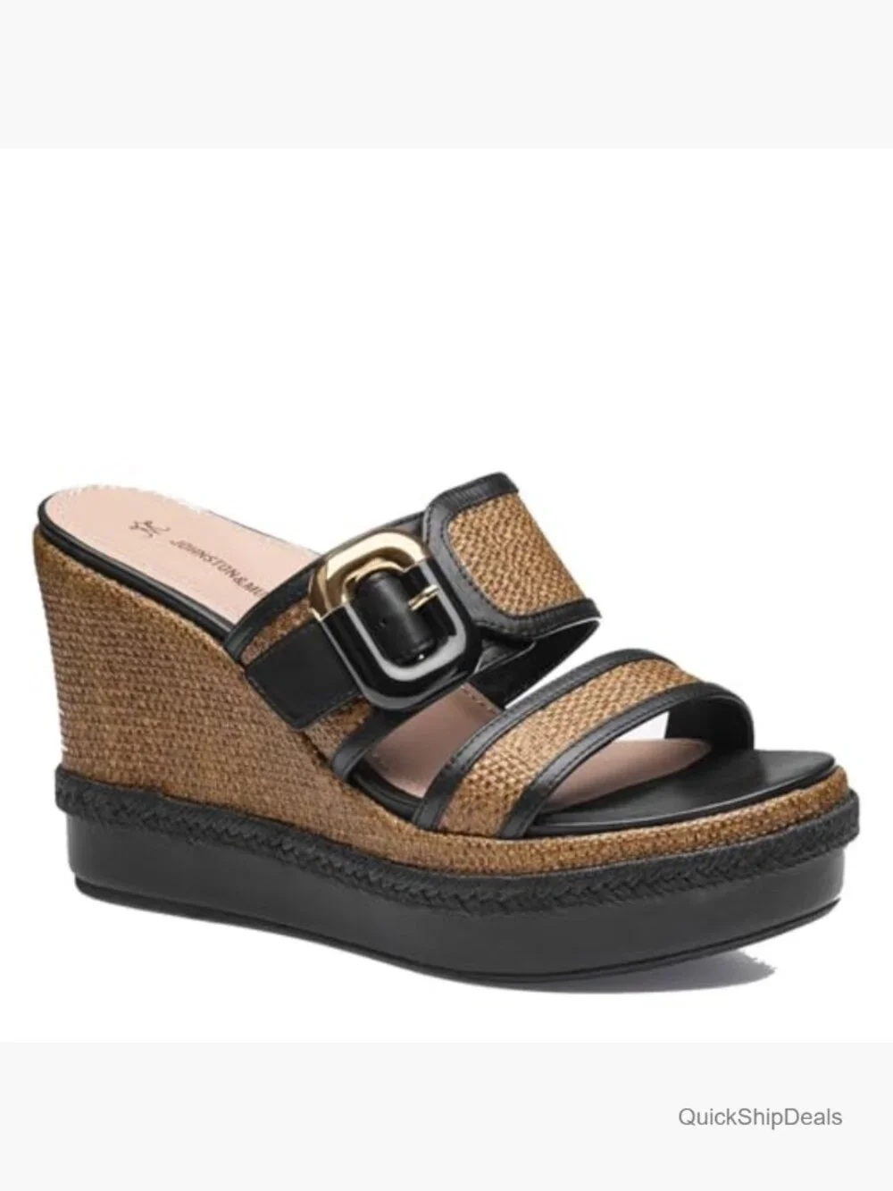 Nappa Leather or Italian Sheepskin Raffia Wedge Sandals